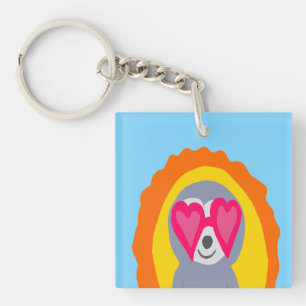 Sunshine Sloth with Sunglasses  Key Ring