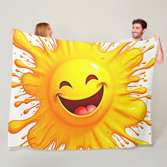 Sunshine Smiles: Bursting Joy Fleece Blanket (In Situ)