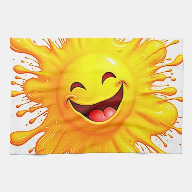 Sunshine Smiles: Bursting Joy Tea Towel (Horizontal)