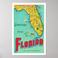 Sunshine State  Florida 11x17 Map Poster