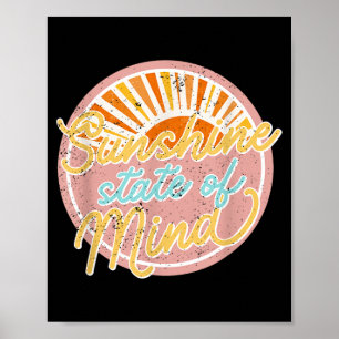 Sunshine State Of Mind Retro 60s Faded Summer Men Poster