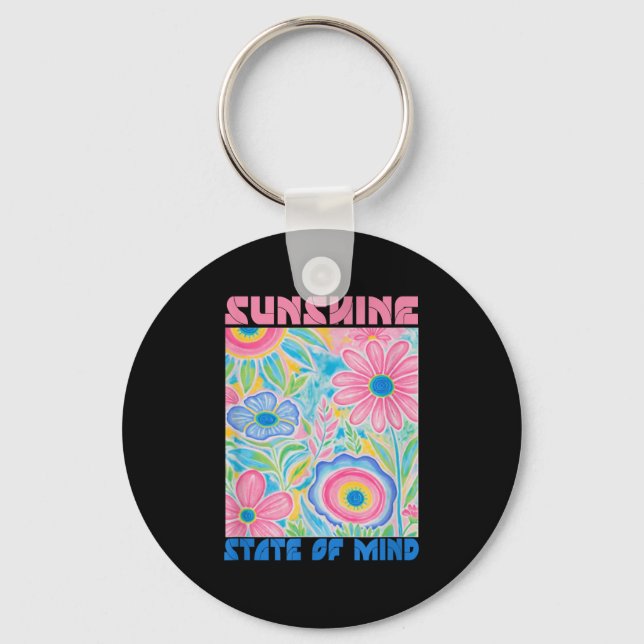 Sunshine State Of Mind Short Funny Flower, Summer  Key Ring (Front)