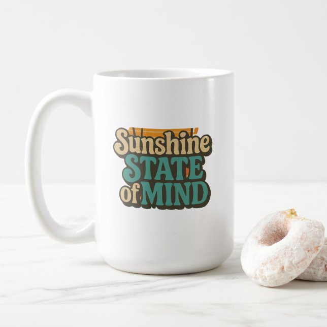 Sunshine State Summer Mug, Retro Beach Coffee Cup (With Donut)