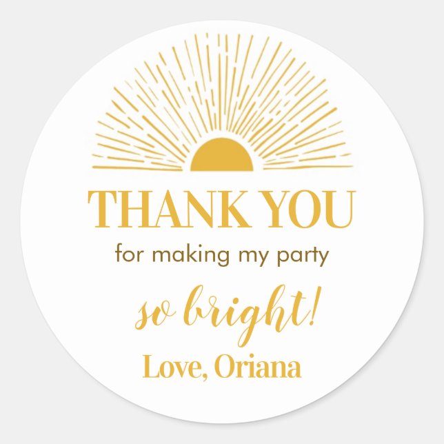 Sunshine Sticker Labels Birthday Baby Shower (Front)