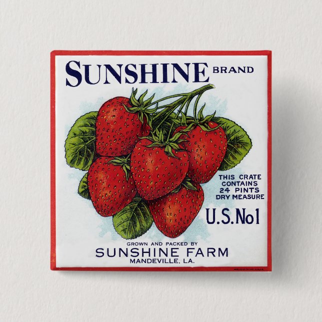 Sunshine Strawberries 15 Cm Square Badge (Front)