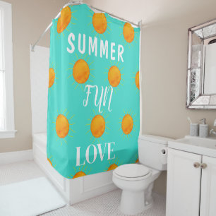 Sunshine Summer Fun Love Turquoise  Shower Curtain
