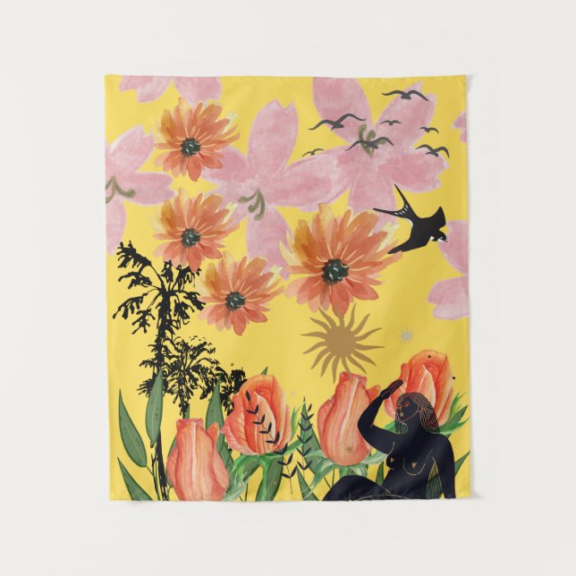 Sunshine summer garden beautiful flowers nature tapestry (Front)