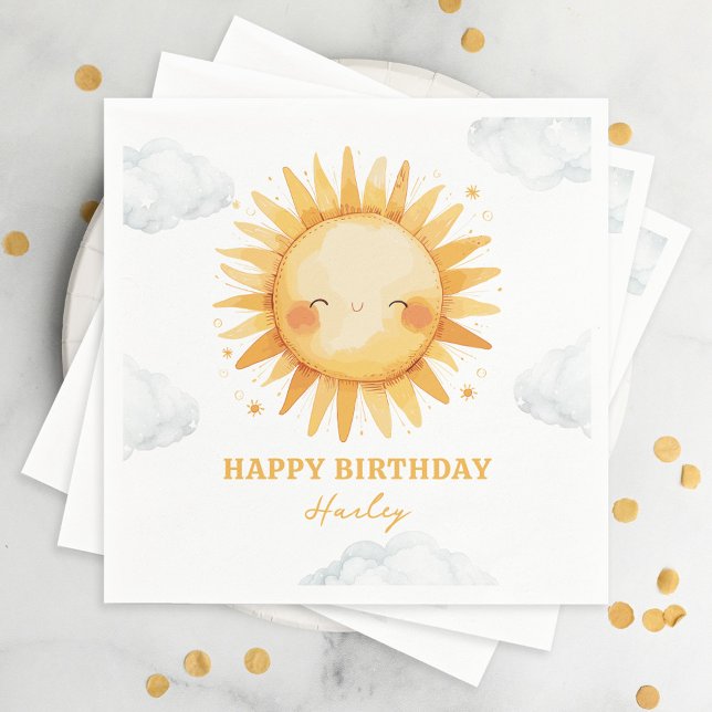Sunshine Summer Kids Birthday Party Napkin (Creator Uploaded)