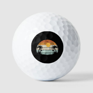 Sunshine Summer Vibes Palm Trees Beach Retro Tropi Golf Balls