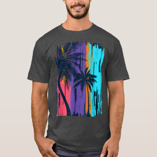 Sunshine Summer Vibes Palm Trees Beach Retro Tropi T-Shirt