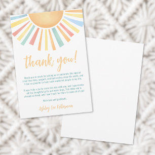 Sunshine Sun Baby Shower Thank You Card