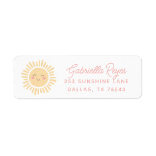 Sunshine Sun Birthday Party  Return Address Label