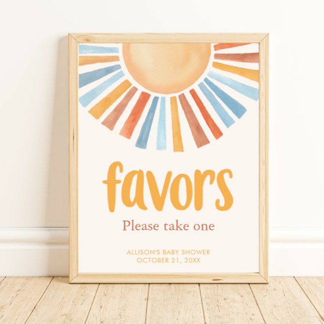 Sunshine sun Favours sign boho terra cotta blue (Creator Uploaded)
