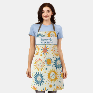 Sunshine Sun Motif Happy Apron