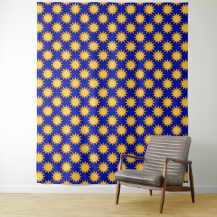 Sunshine Sun Pattern Design On Blue  Tapestry