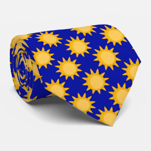 Sunshine Sun Pattern Design On Blue Tie