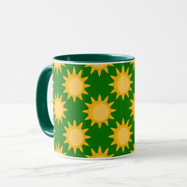 Sunshine Sun Pattern Design On Green  Mug (Front Left)