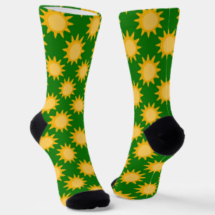 Sunshine Sun Pattern Design On Green  Socks