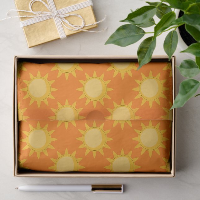 Sunshine Sun Pattern Design On Orange  Tissue Paper (Gift)