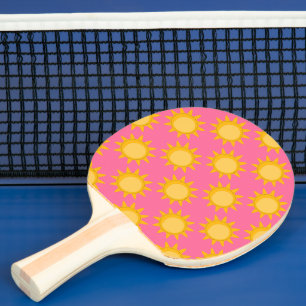 Sunshine Sun Pattern Design On Pink Ping Pong Paddle