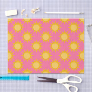 Sunshine Sun Pattern Design On Pink Tissue Paper