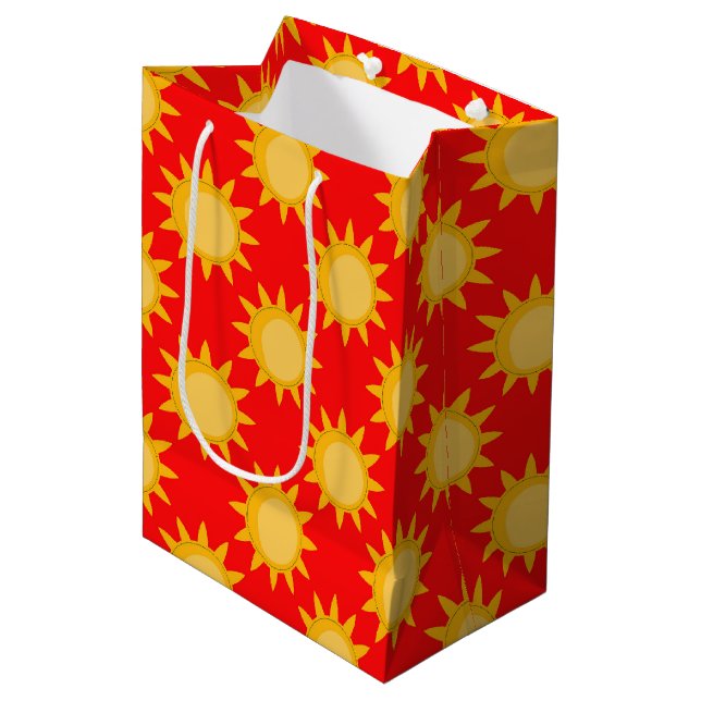 Sunshine Sun Pattern Design On Red Medium Gift Bag (Front Angled)