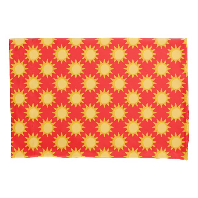 Sunshine Sun Pattern Design On Red Pillowcase (Front)