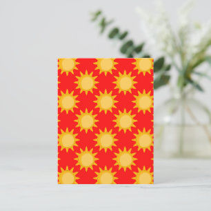 Sunshine Sun Pattern Design On Red Postcard