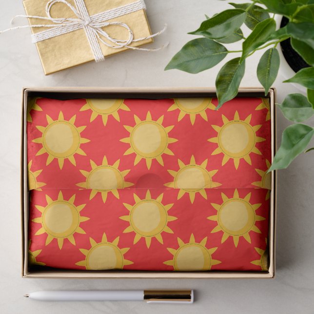 Sunshine Sun Pattern Design On Red Tissue Paper (Gift)