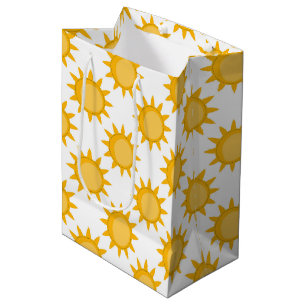 Sunshine Sun Pattern Design On White Medium Gift Bag
