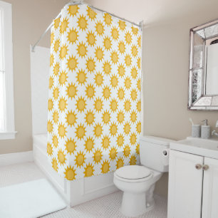 Sunshine Sun Pattern Design On White Shower Curtain
