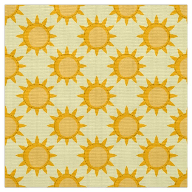 Sunshine Sun Pattern Design On Yellow  Fabric (Swatch)