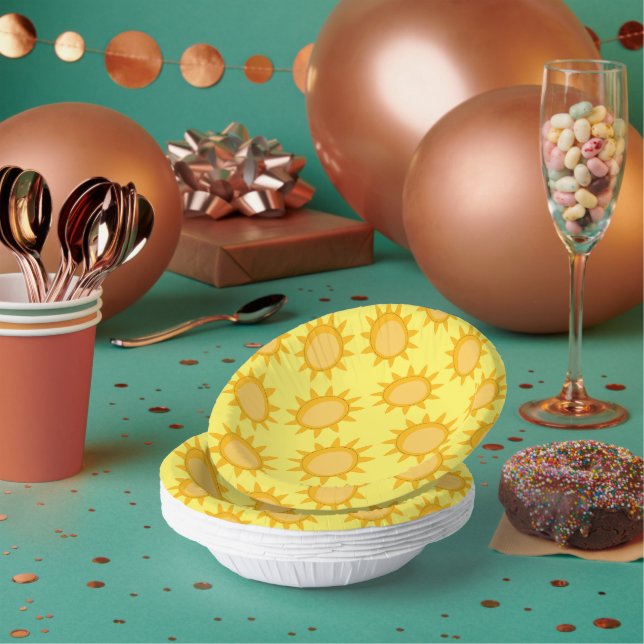 Sunshine Sun Pattern Design On Yellow  Paper Plate (Multi)