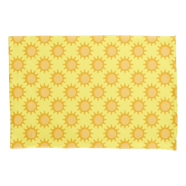Sunshine Sun Pattern Design On Yellow  Pillowcase (Front)