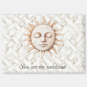 Sunshine Sun White Basket Weave Magnet