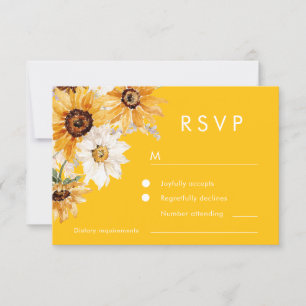 Sunshine Sunflower Modern Wedding RSVP Card