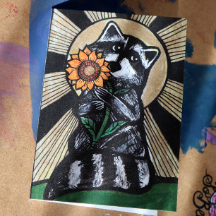 Sunshine Sunflower Racoon                         Card