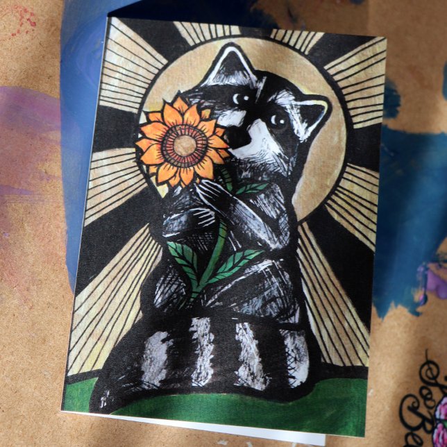 Sunshine Sunflower Racoon                         Card (Creator Uploaded)