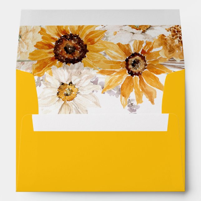 Sunshine Sunflowers Bold Floral Wedding Invitation Envelope (Back (Bottom))