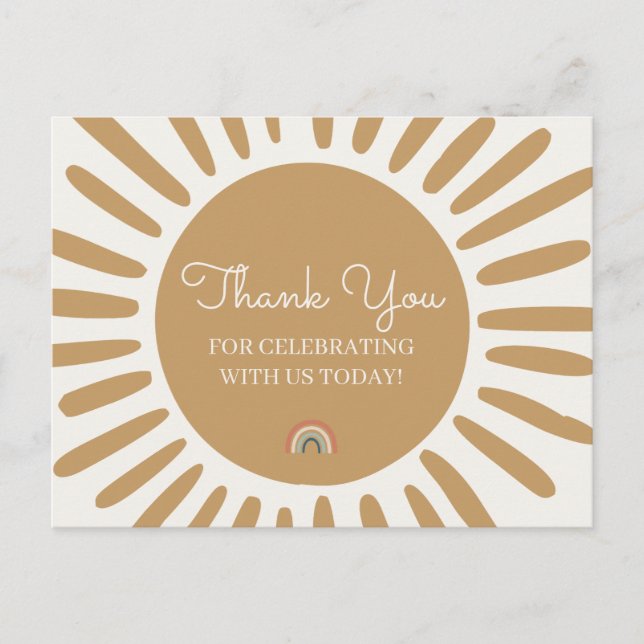 Sunshine thank you cards for birthday  baby shower (Front)