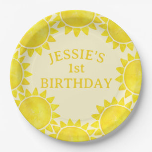 Sunshine Theme 1st Birthday Party Paper Plate