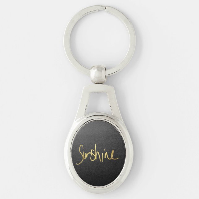 "Sunshine" Typography in Faux Painted Gold Key Ring (Front)