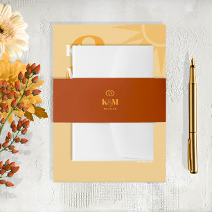 Sunshine Typography Wedding Brick Red ID1048 Invitation Belly Band