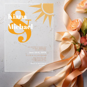 Sunshine Typography Wedding Marigold ID1048 Acrylic Invitations