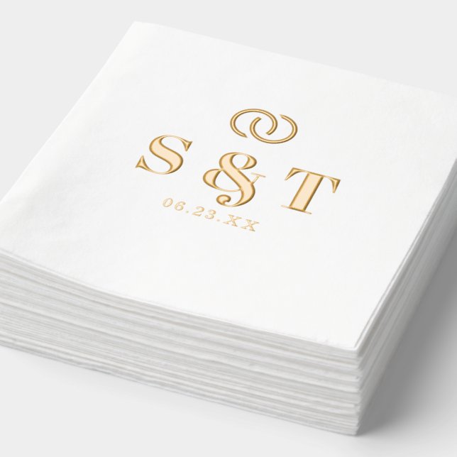 Sunshine Typography Wedding Rings ID1048  Foil Napkins (Detail)