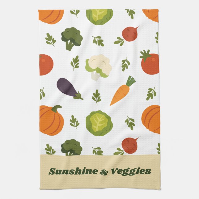 Sunshine & Veggies Cute Kitchen Towel (Vertical)