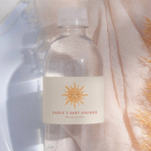 Sunshine Vintage Sun Boho Baby Shower Water Bottle Label