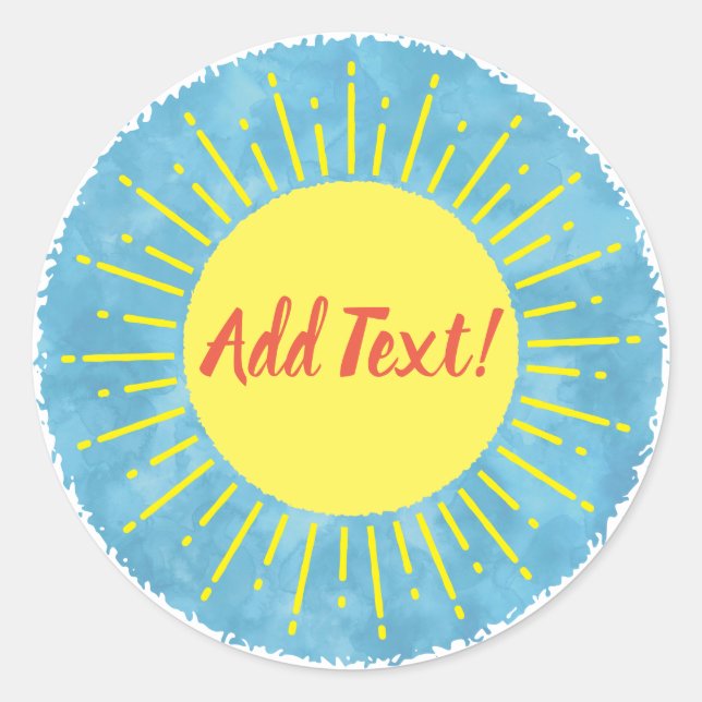Sunshine Watercolor Baby Shower Background Custom  Classic Round Sticker (Front)