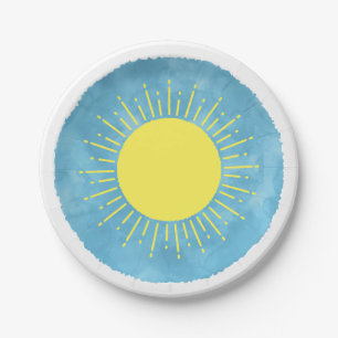 Sunshine Watercolor Baby Shower Background Custom  Paper Plate