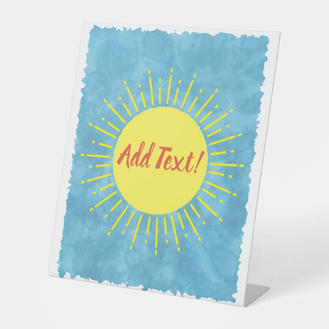 Sunshine Watercolor Baby Shower Background Custom  Pedestal Sign (Front)